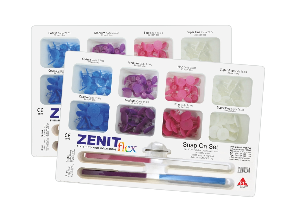PRESIDENT DENTAL ZENIT FLEX SNAP ON BİTİRME VE POLİSAJ SETİ (160 DİSK+MANDREN+20 STRIPS)
